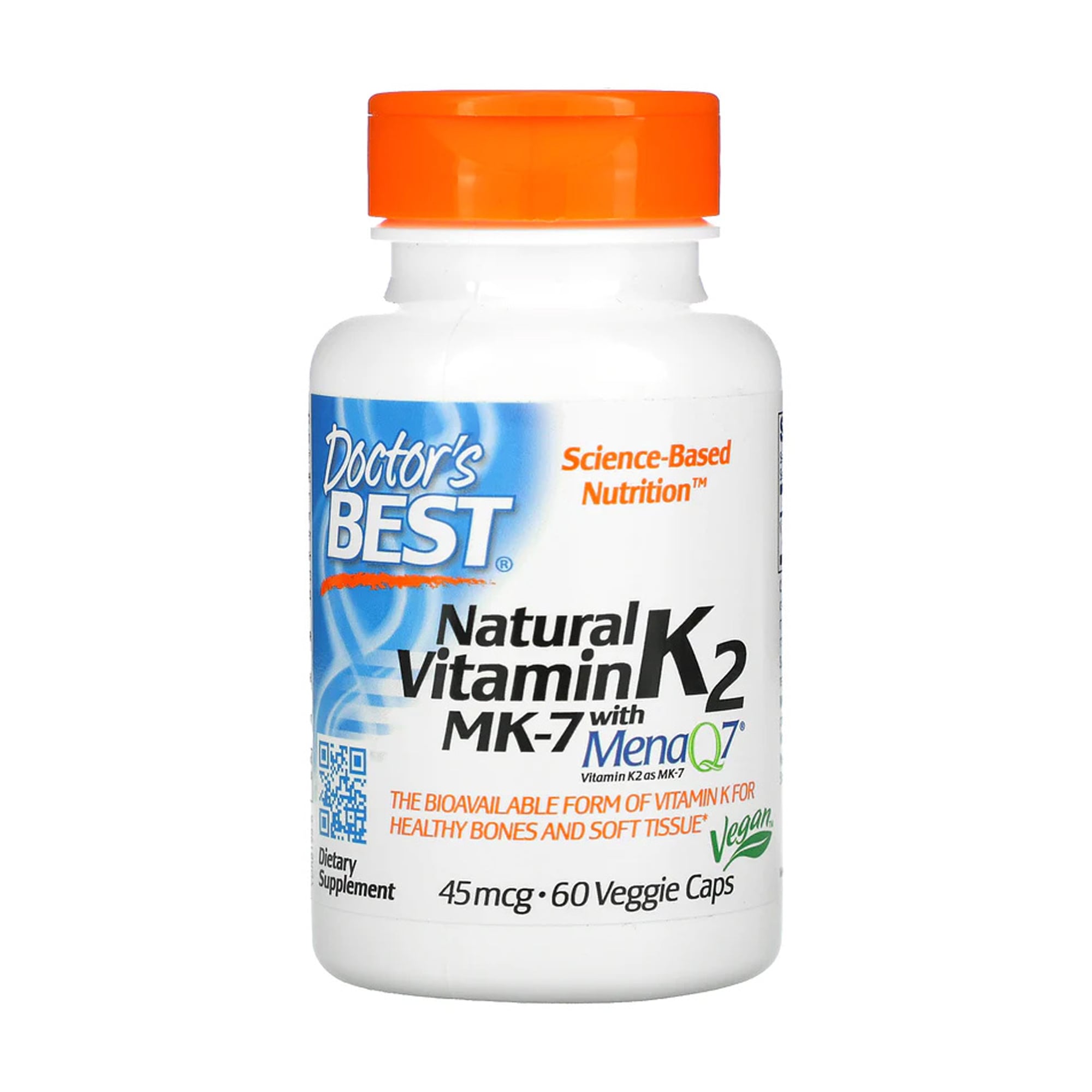 Вітамін K2 MK7 Doctor's Best Natural Vitamin K2 MK7, 45 мкг, 60 веганських капсул
